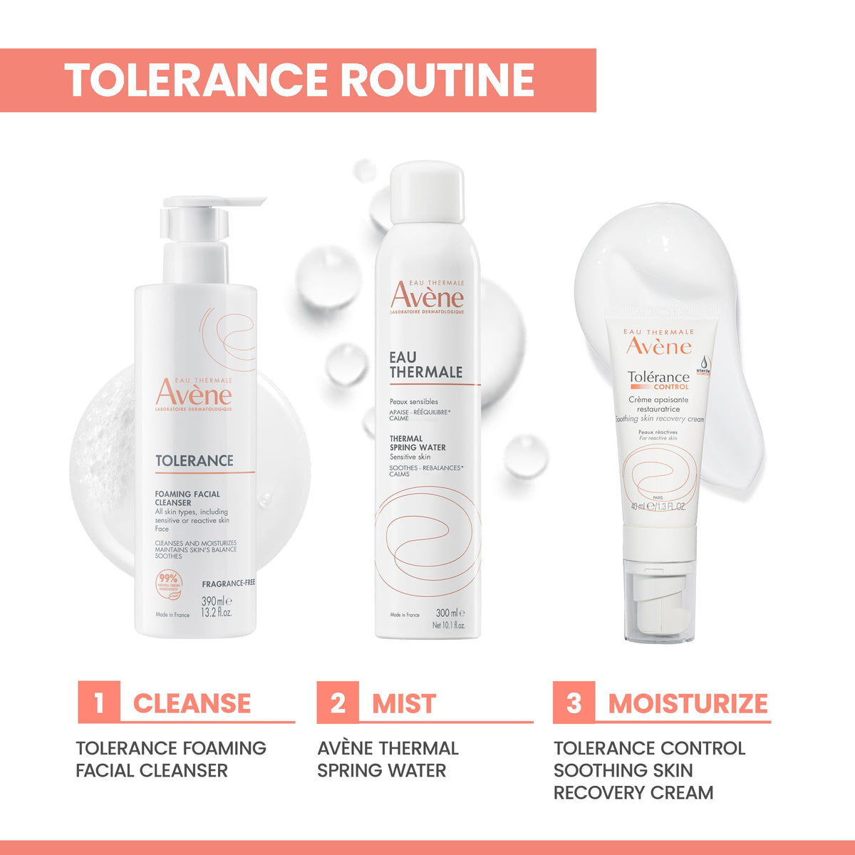 Eau Thermale Avène bottle beside hand to show actual product size