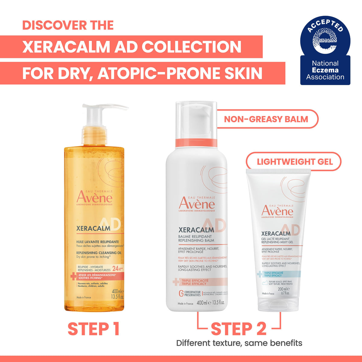 Eau Thermale Avène in adult shower demonstrating gentle, non-drying wash