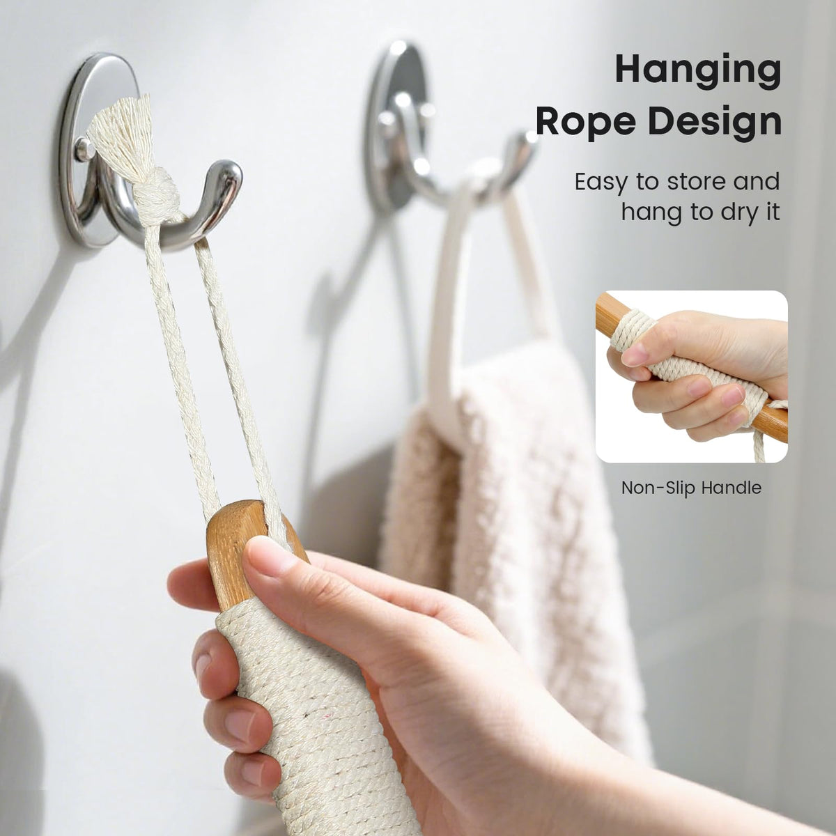 eaxun cotton rope non-slip handle detail for secure grip when wet