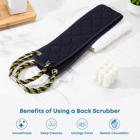 eaxun folded back scrubber beside soap to show compact storage and ready-to-use convenience