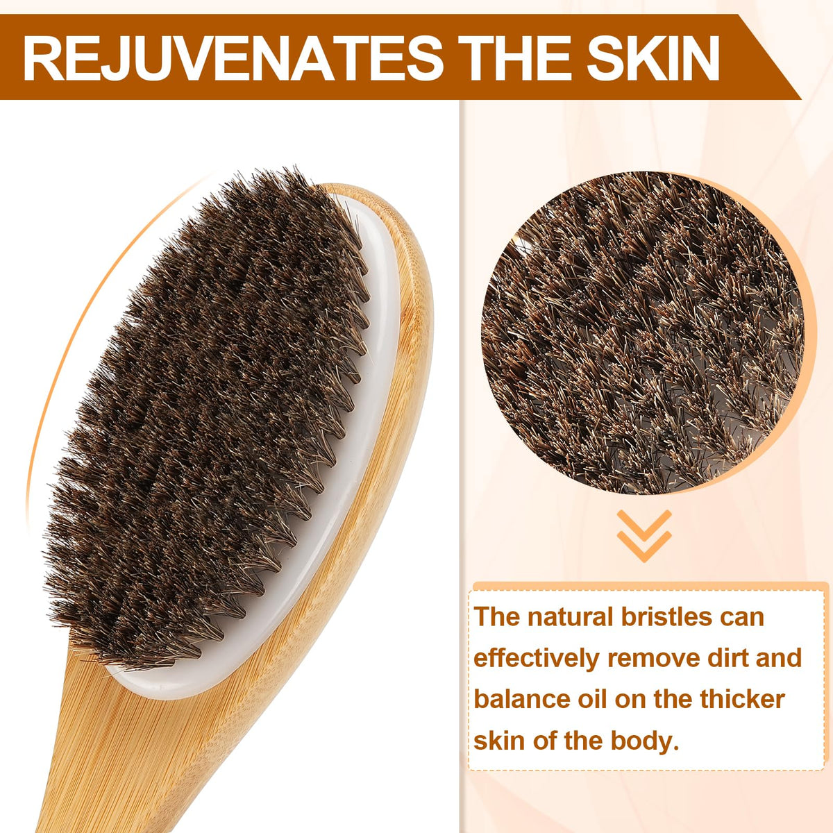 eaxun natural bristles detail showing texture for effective exfoliation and cleansing