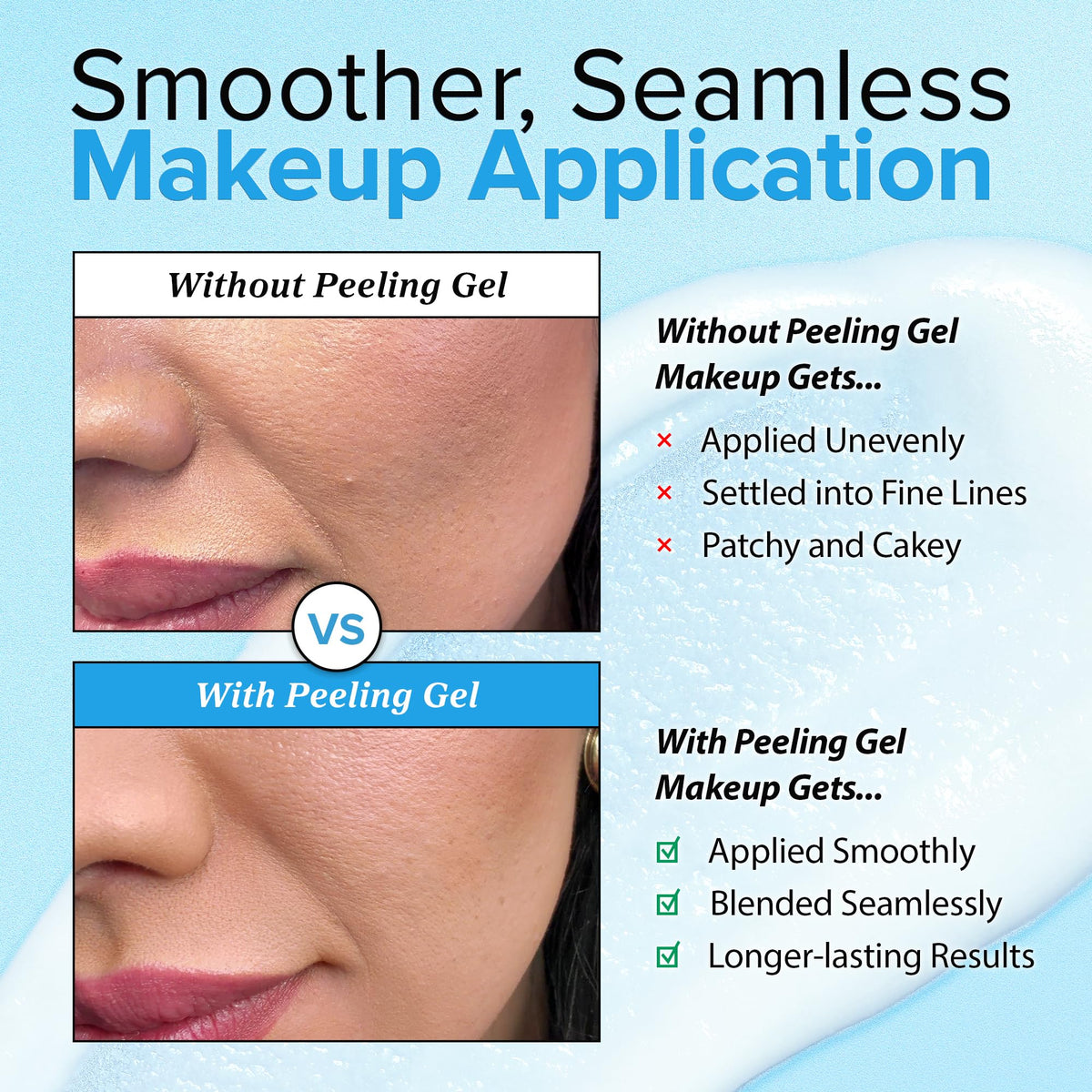 Ebanel before and after texture comparison showing pore refining results