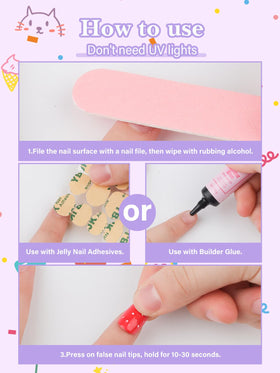 EBANKU press-on nails applied on child's hands for playful styling