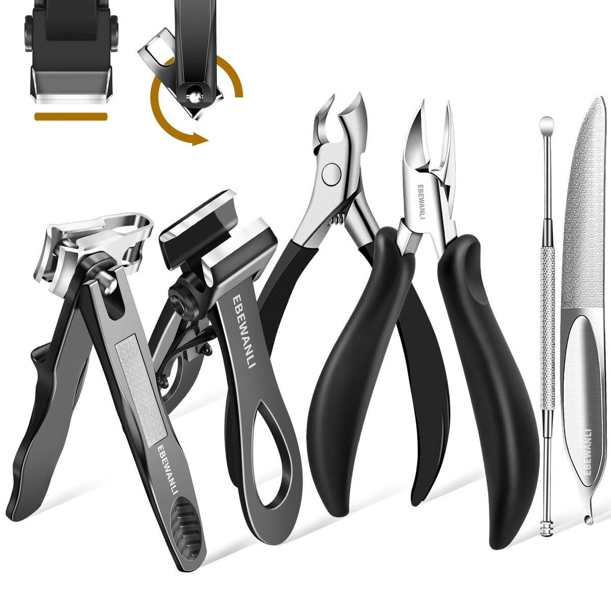 EBEWANLI front packaging showing complete podiatrist toenail kit and durability benefit