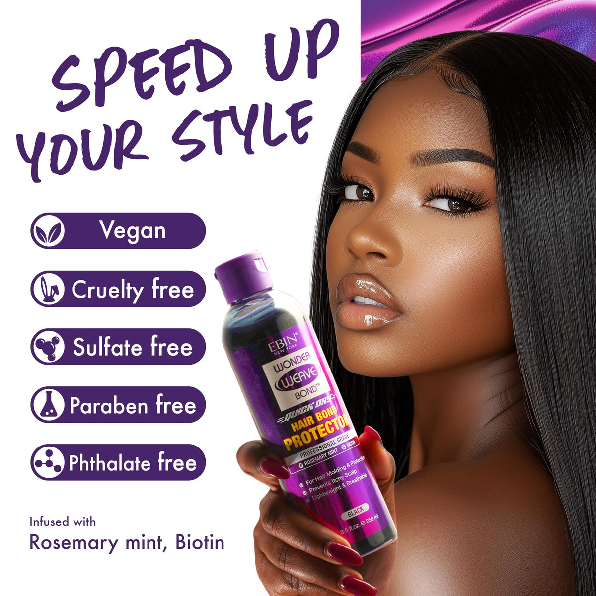EBIN NEW YORK clear liquid texture demonstrating lightweight breathable formula