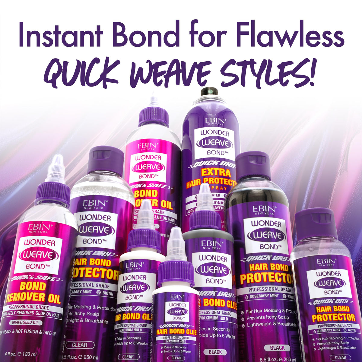 EBIN NEW YORK lifestyle stylist using product for comfortable quick-weave installation