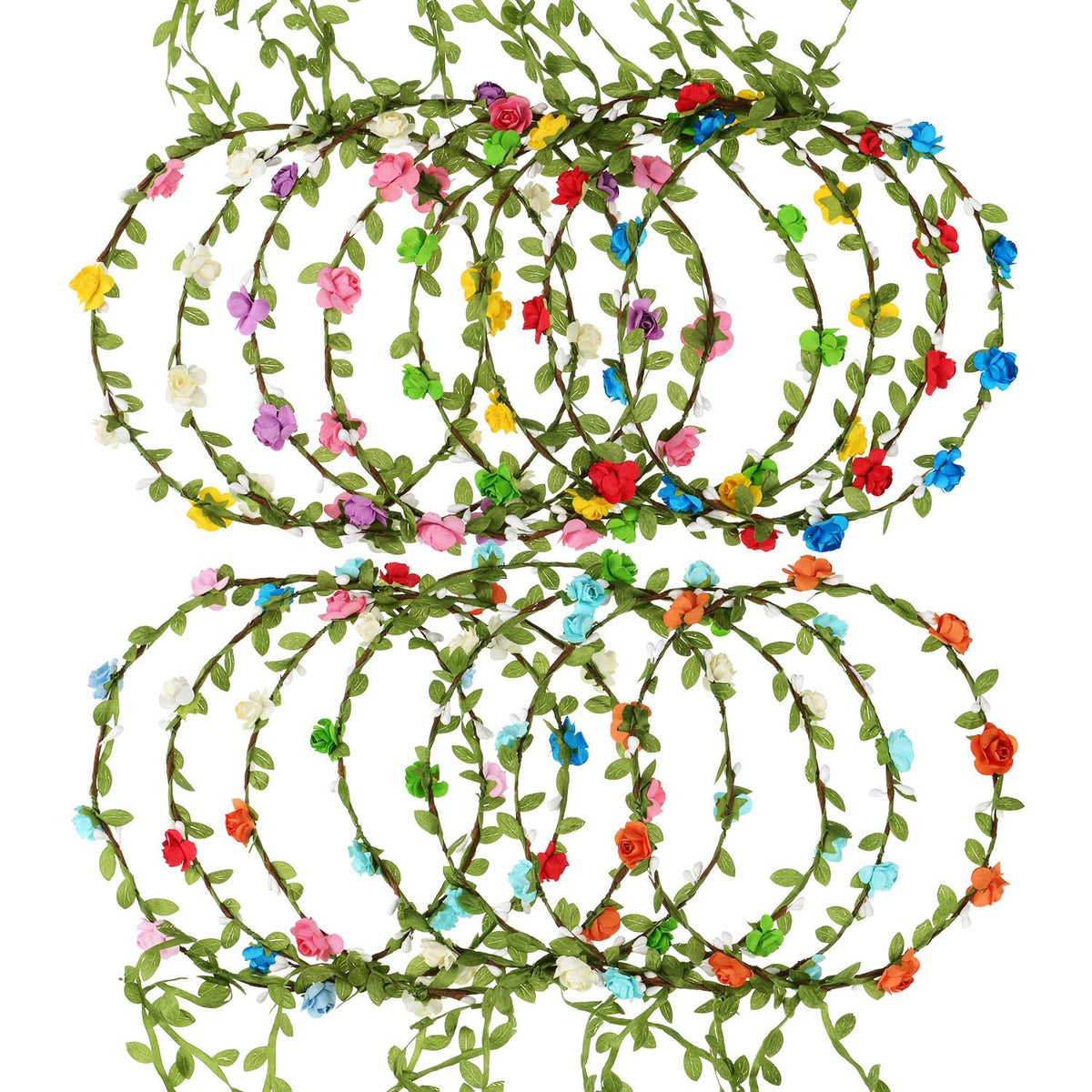 EBOOT front view of multicolor flower crown pack showing variety and value