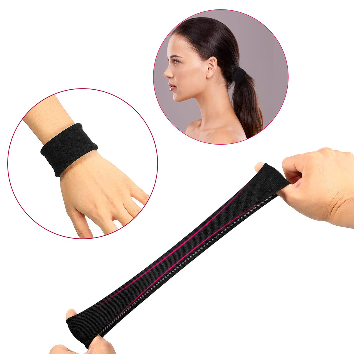 EBOOT in-use high ponytail on curly hair demonstrating secure, no-slip hold