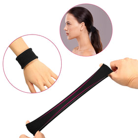 EBOOT in-use high ponytail on curly hair demonstrating secure, no-slip hold