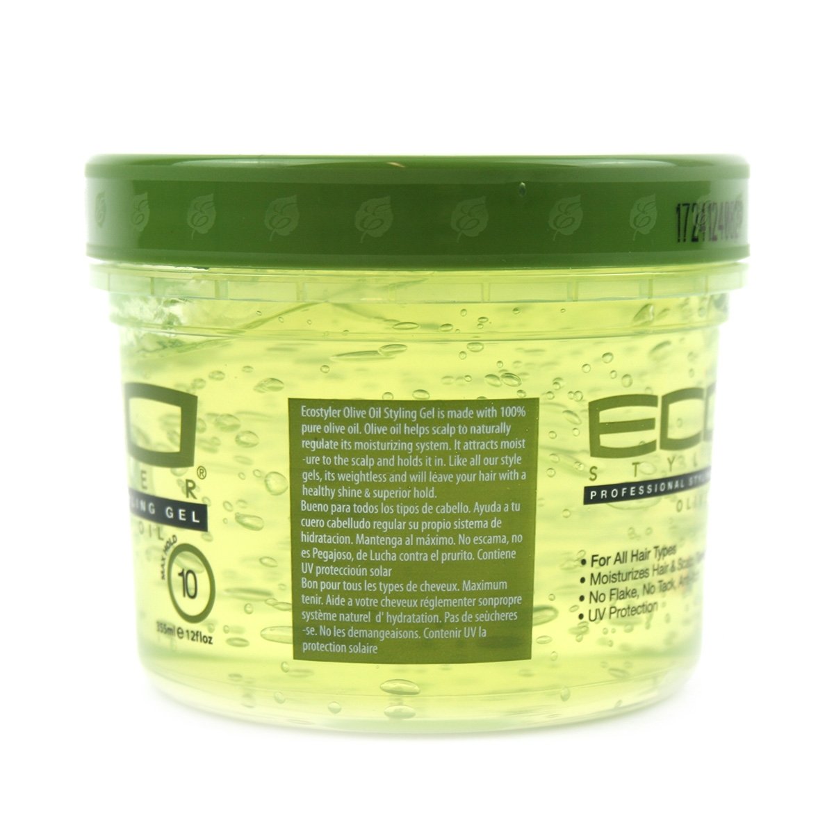 ECCO Eco Styler gel texture close-up displaying smooth olive-oil enriched gel for easier styling