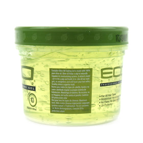 ECCO Eco Styler gel texture close-up displaying smooth olive-oil enriched gel for easier styling