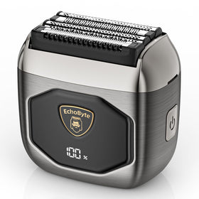 EchoByte front view showing full metal shaver and sleek finish for confident grooming