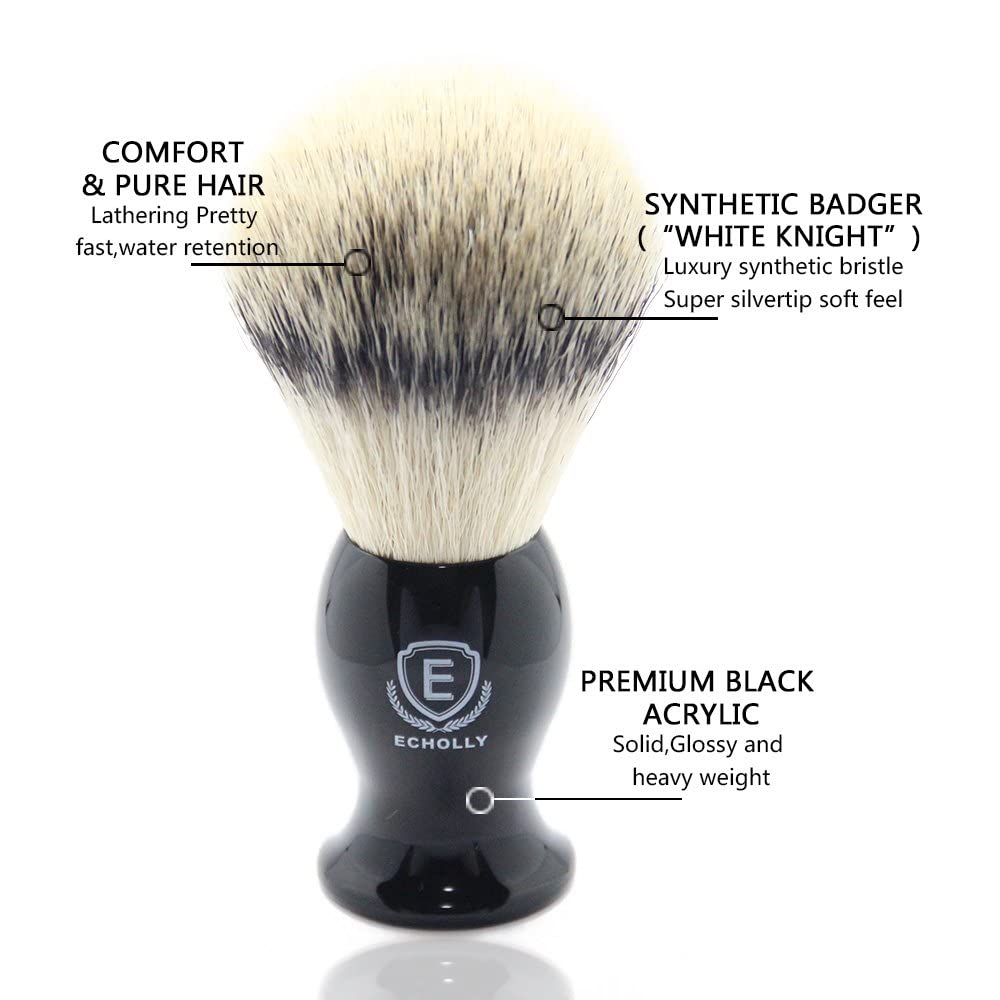 ECHOLLY brush inside shaving bowl, produces thick lather quickly