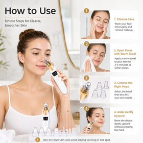 Echtur five interchangeable suction heads fanned out for targeted pore cleaning