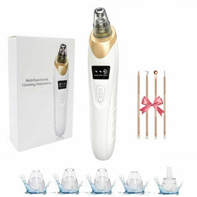 Echtur front view of khaki pore vacuum showing power button and display benefits easy handling