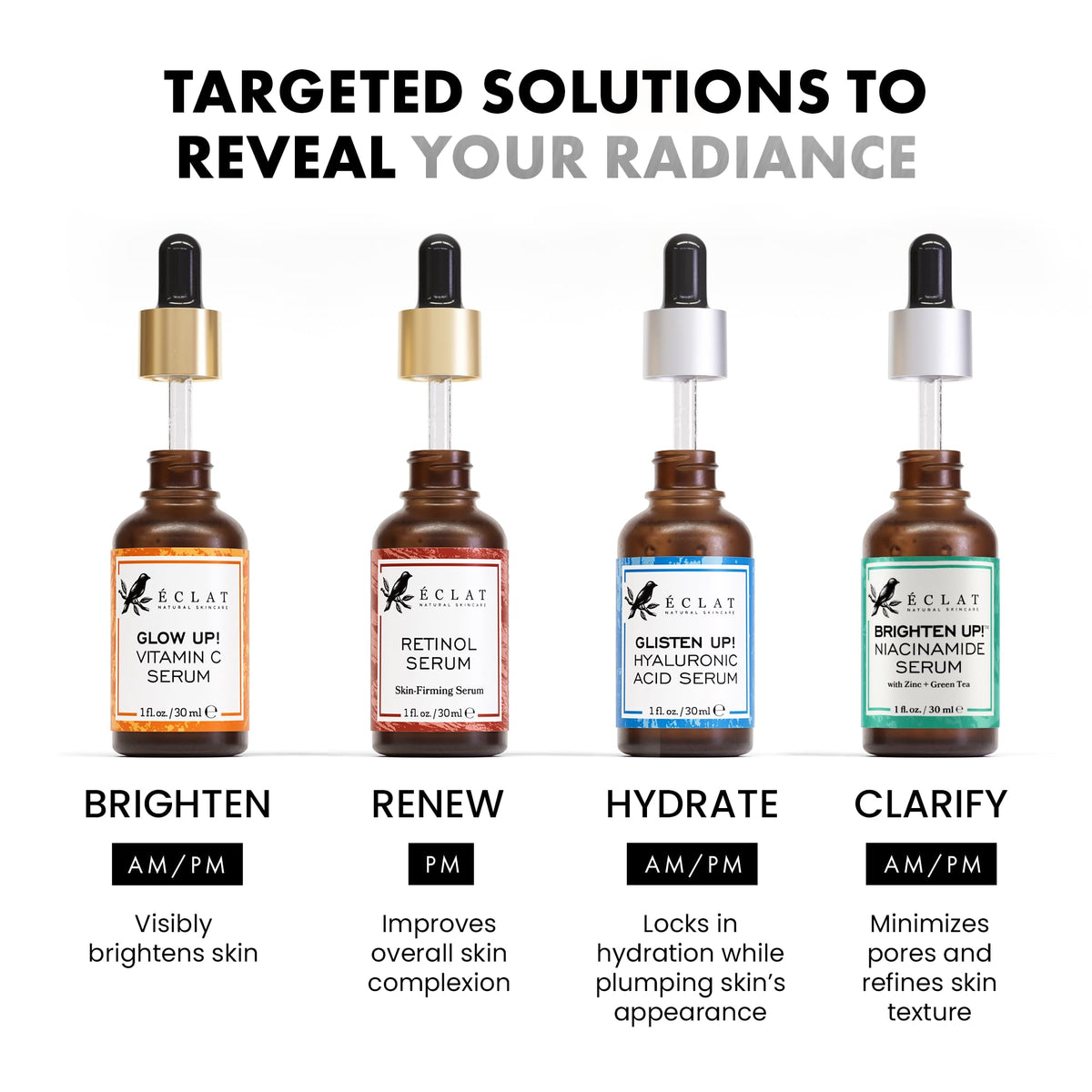 Eclat Skincare jojoba oil pipette illustrating nourishing, balancing benefit