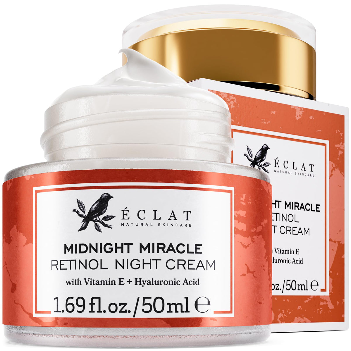Eclat Skincare jar front view showing elegant packaging and daily renewal benefit