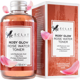 Eclat Skincare bottle front view showing label and calming benefits