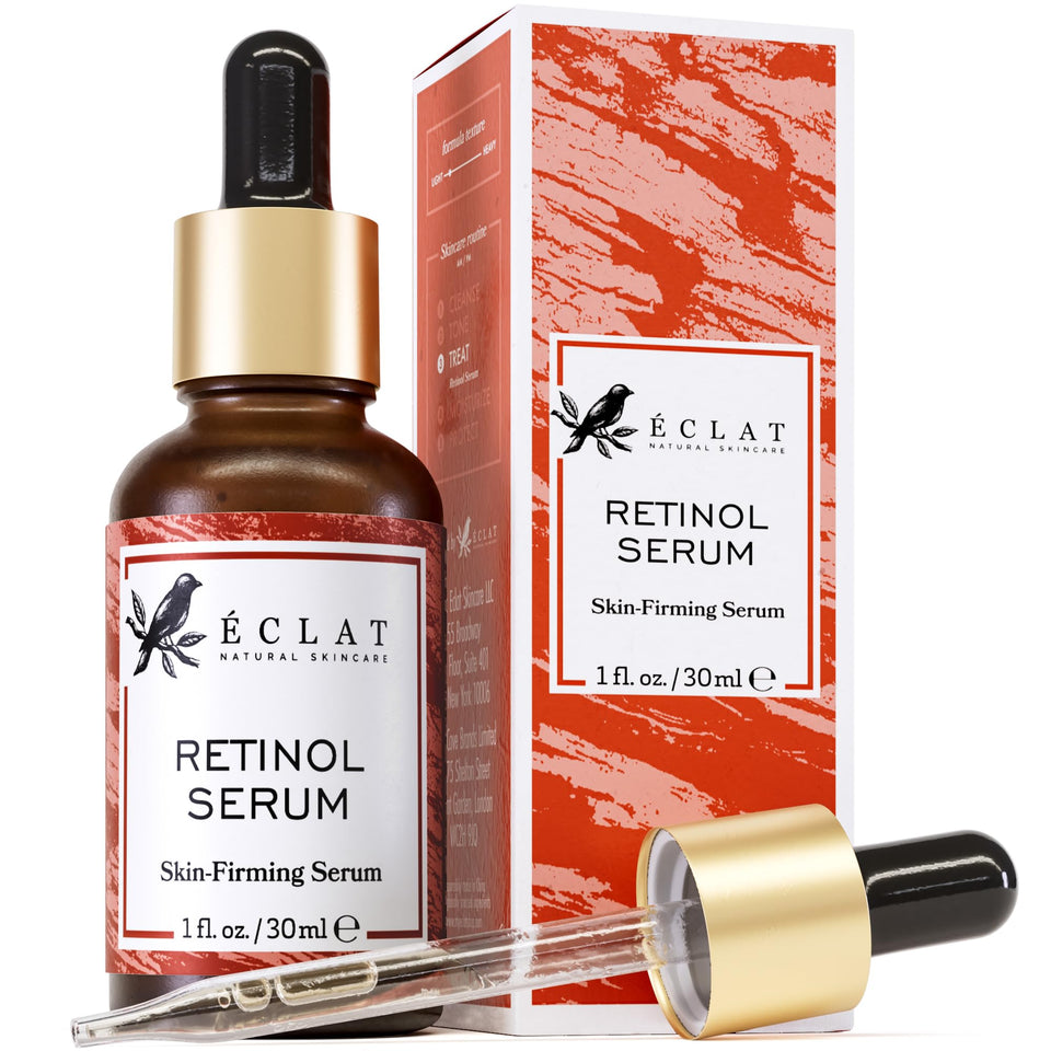 Eclat Skincare front packaging showing bottle and branding, highlights a premium look