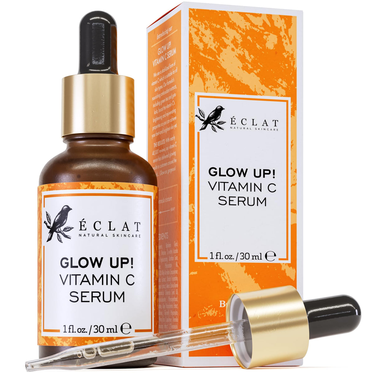 Eclat Skincare bottle front packaging showing product branding and benefit