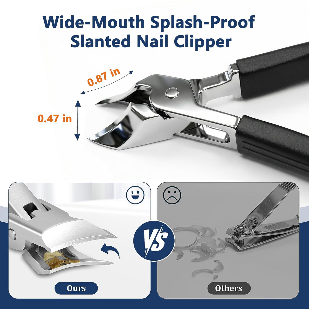 Ecloudmine 7-shaped angled clipper wide jaw detail for cutting thick toenails easily