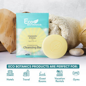 Eco Botanics single 0.5 oz soap bar unwrapped highlighting compact size