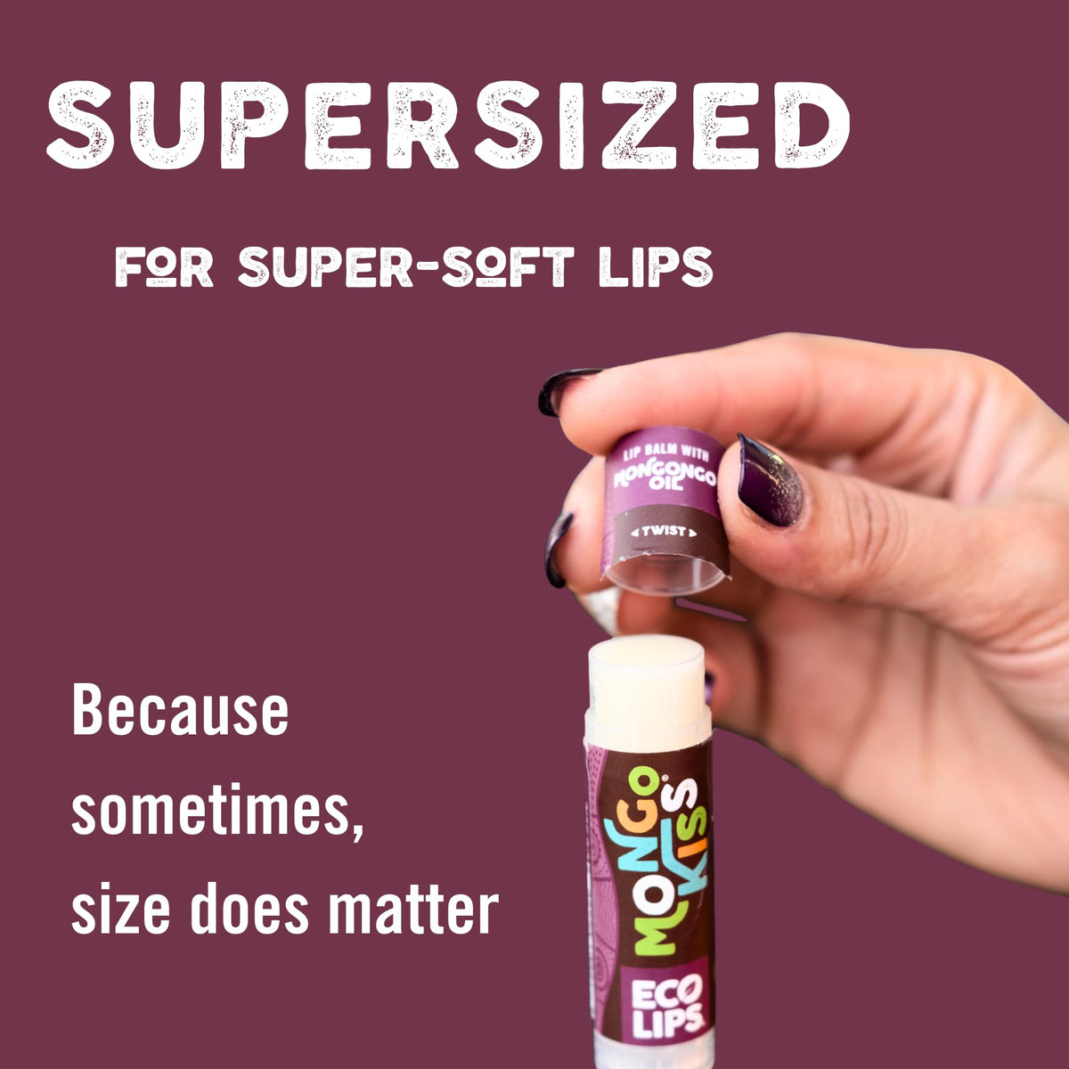 Eco Lips Black Cherry flatlay with fruit, rich flavor appeal