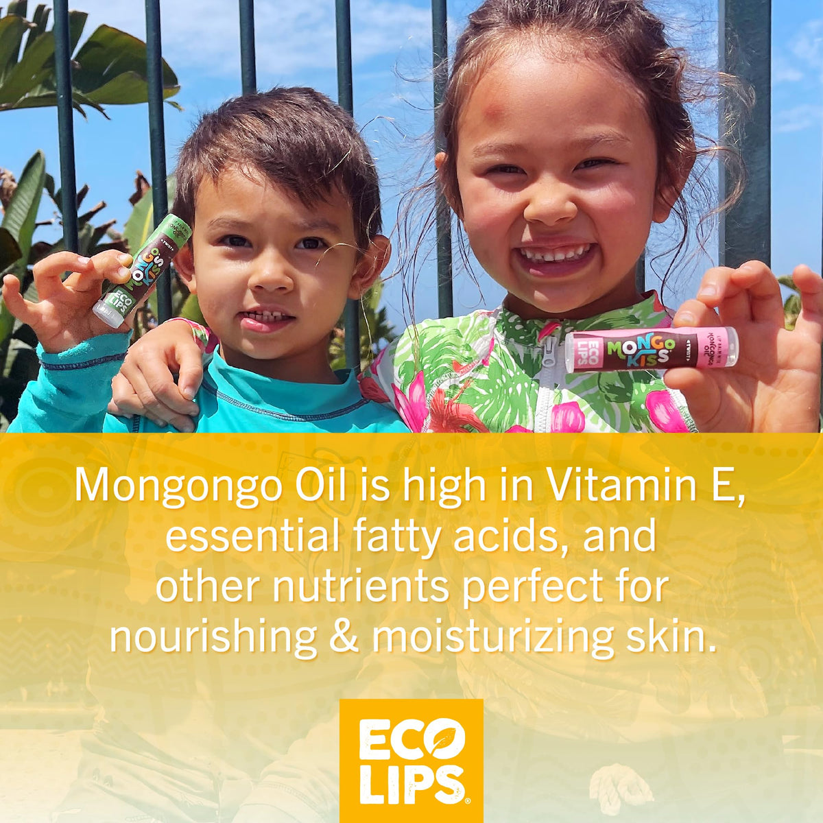 Eco Lips tube close-up displaying label and oversized applicator benefits