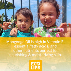 Eco Lips tube close-up displaying label and oversized applicator benefits