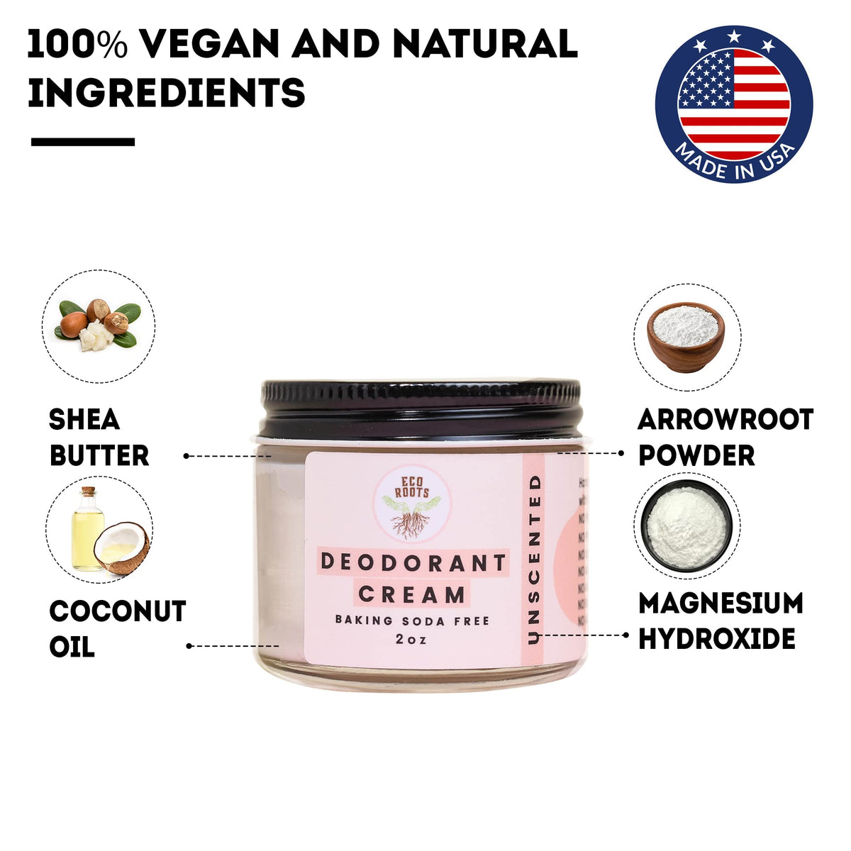 ECO ROOTS jar on bathroom shelf suggesting daily use and discreet placement benefit