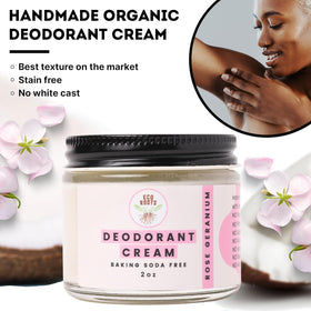 ECO ROOTS label photo highlighting organic ingredients and aluminum-free promise