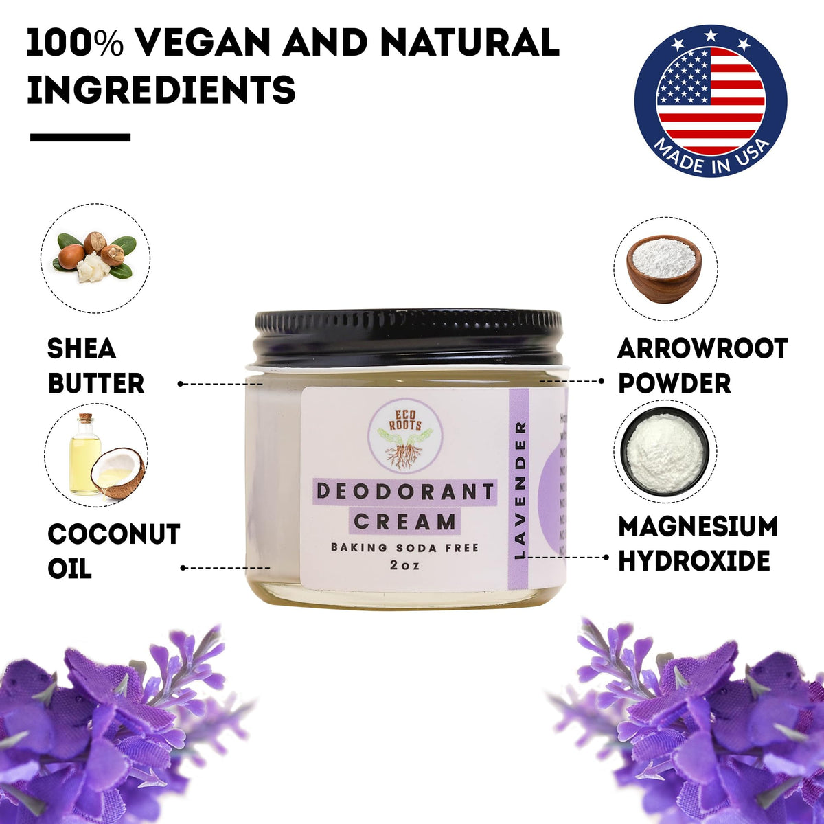 ECO ROOTS lavender botanicals near product conveying calming fragrance