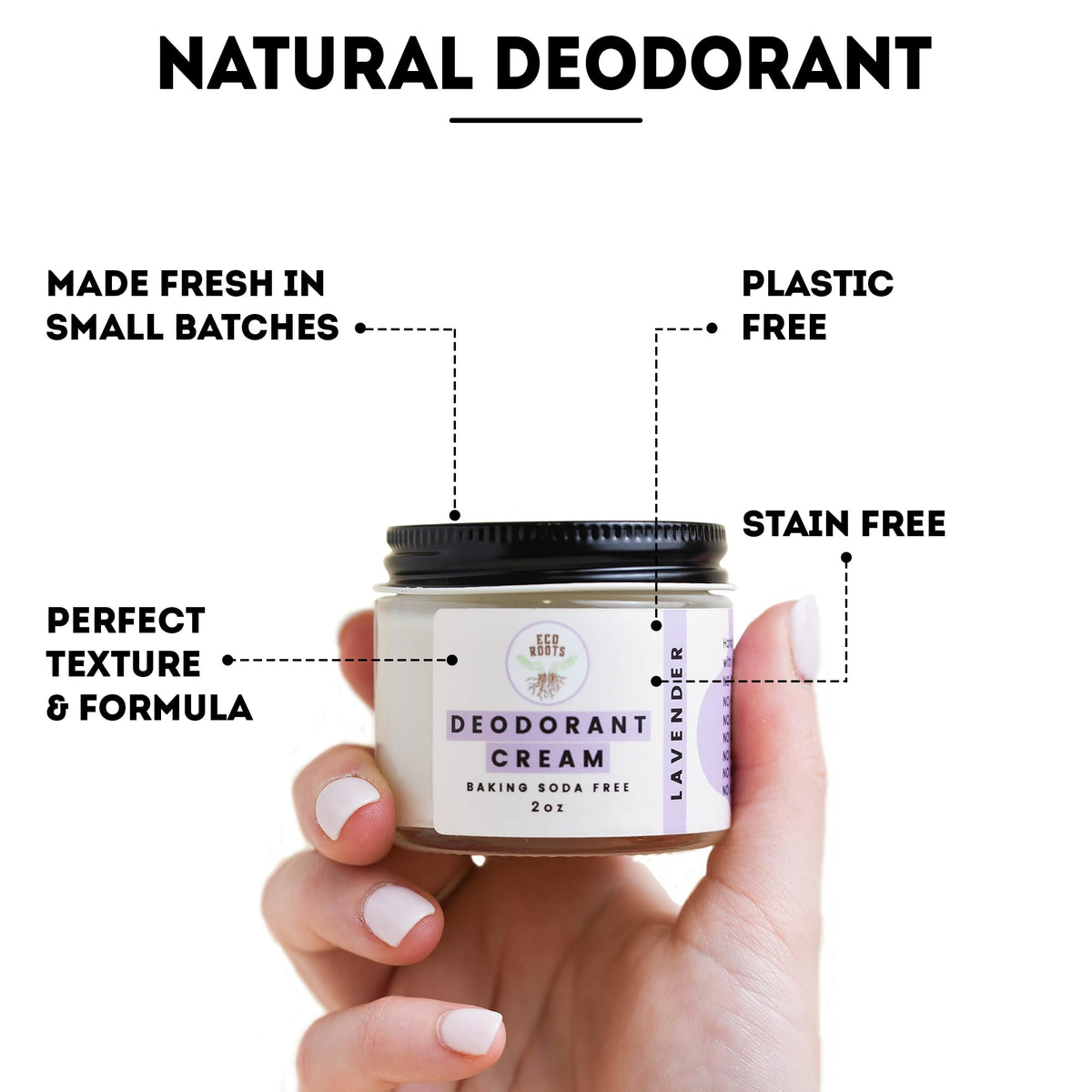 ECO ROOTS open tub top view revealing creamy consistency benefit