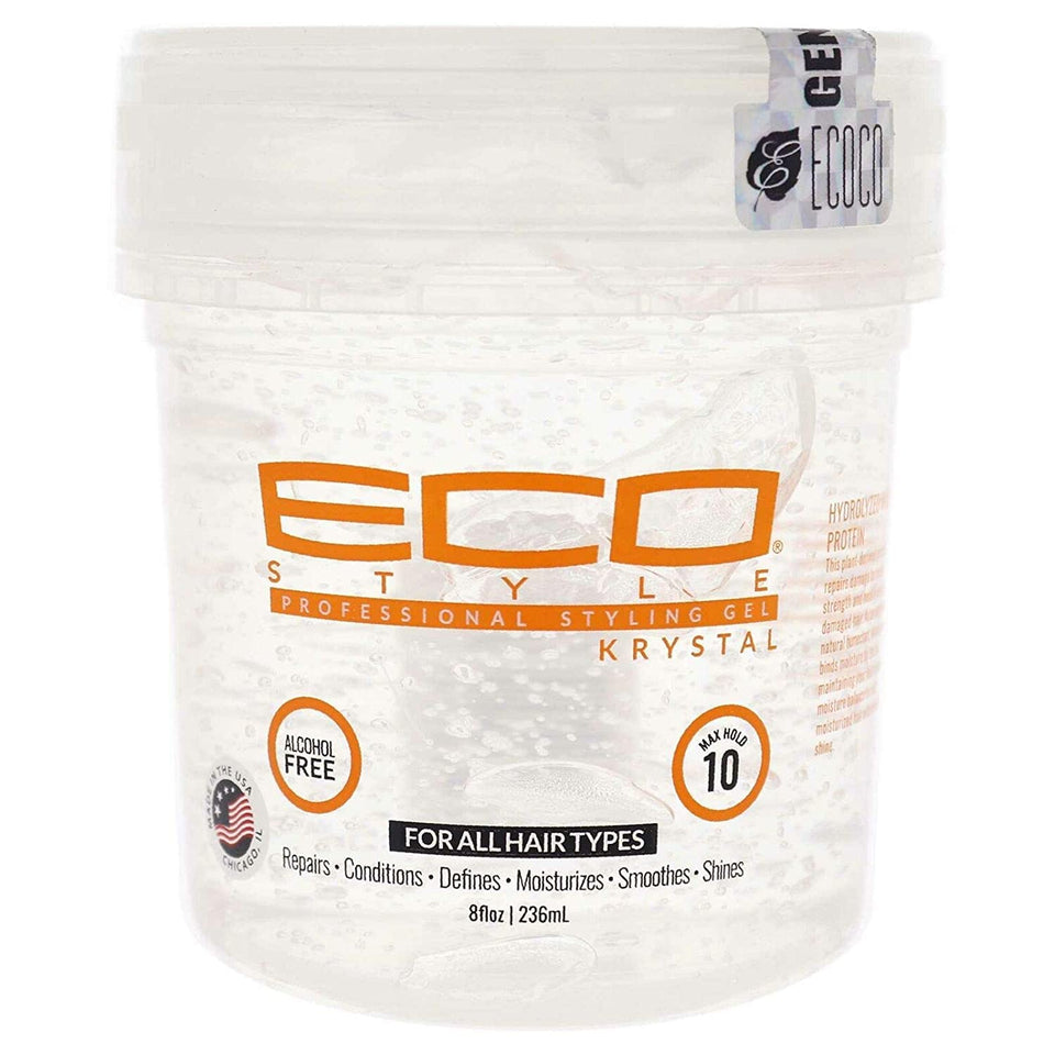 Eco Style Krystal front packaging showing clear gel and glossy hold