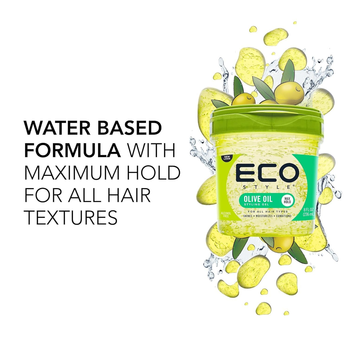 Eco Style applied in hair during styling showing definition and shine