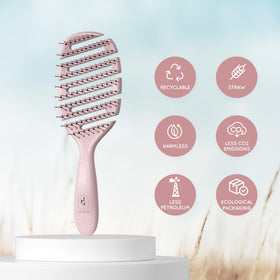ecoed detail of flexible bristles bending around a knot, reduces breakage