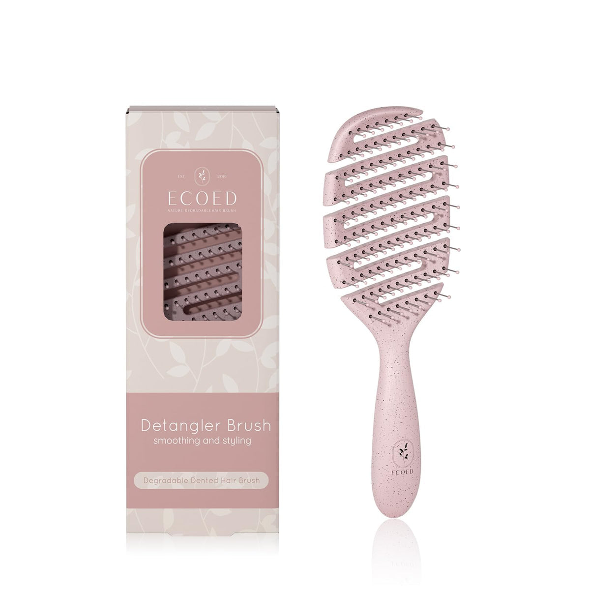 ecoed front packaging showing pink brush and eco-friendly branding, conveys quality