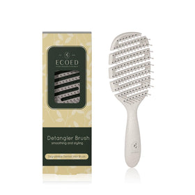 ecoed detangler front view showing full brush and sustainable handle benefit gentle styling