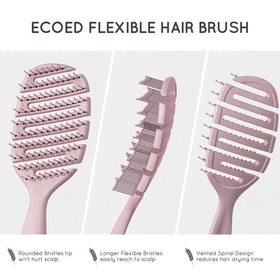 ecoed brush held in hand for size comparison, ergonomic handle offers comfort