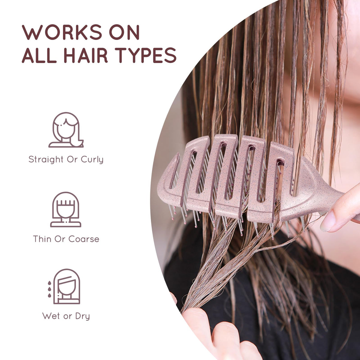 ecoed brush detangling wet hair, gentle on strands and minimizes pulling