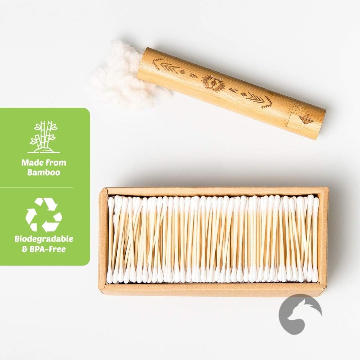 EcoFox close-up of dense unbleached cotton tips for lint-free application