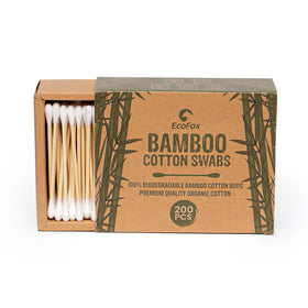 EcoFox front packaging showing 200-count eco-friendly swabs and clear labeling benefit