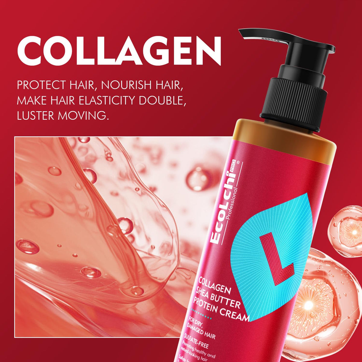 ECOLCHIPRO application demo on wet hair showing leave-in ease and detangling benefit