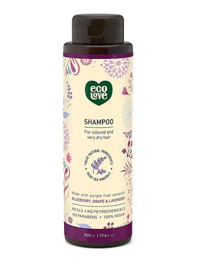 ecoLove front bottle of lavender shampoo showing clean branding and size