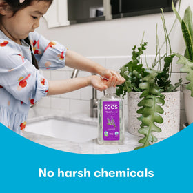 ECOS pump dispensing soap into hand showing gentle lather benefit