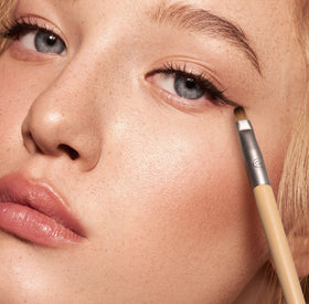 EcoTools angled crease brush detail showing precise shaping for crease work