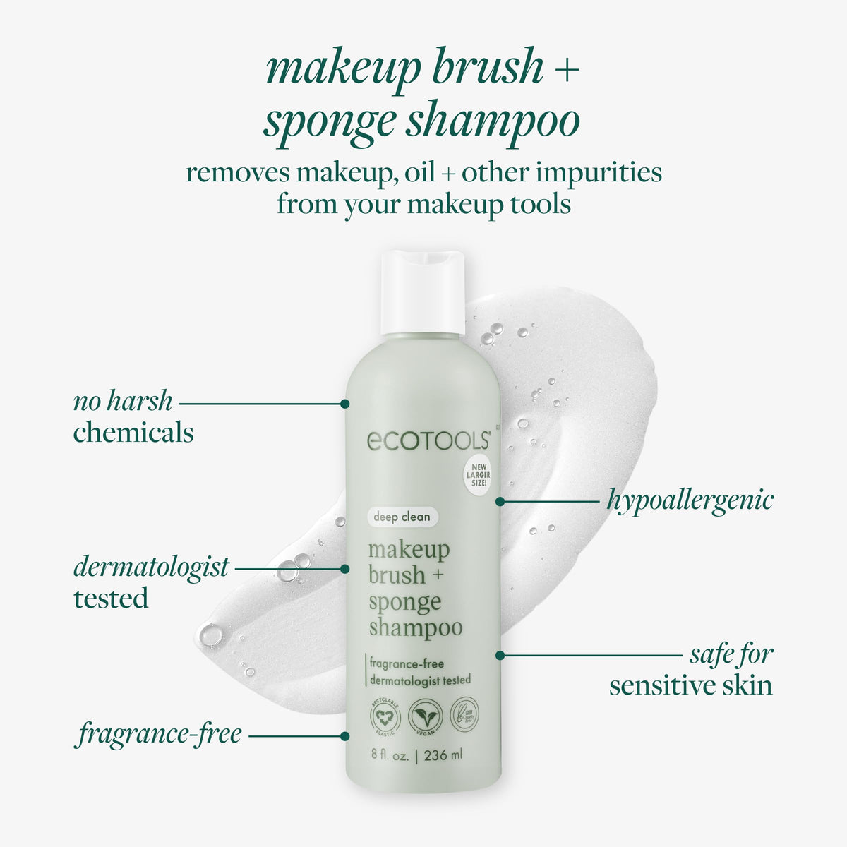 EcoTools brush lathered while washing for deeper-clean benefit