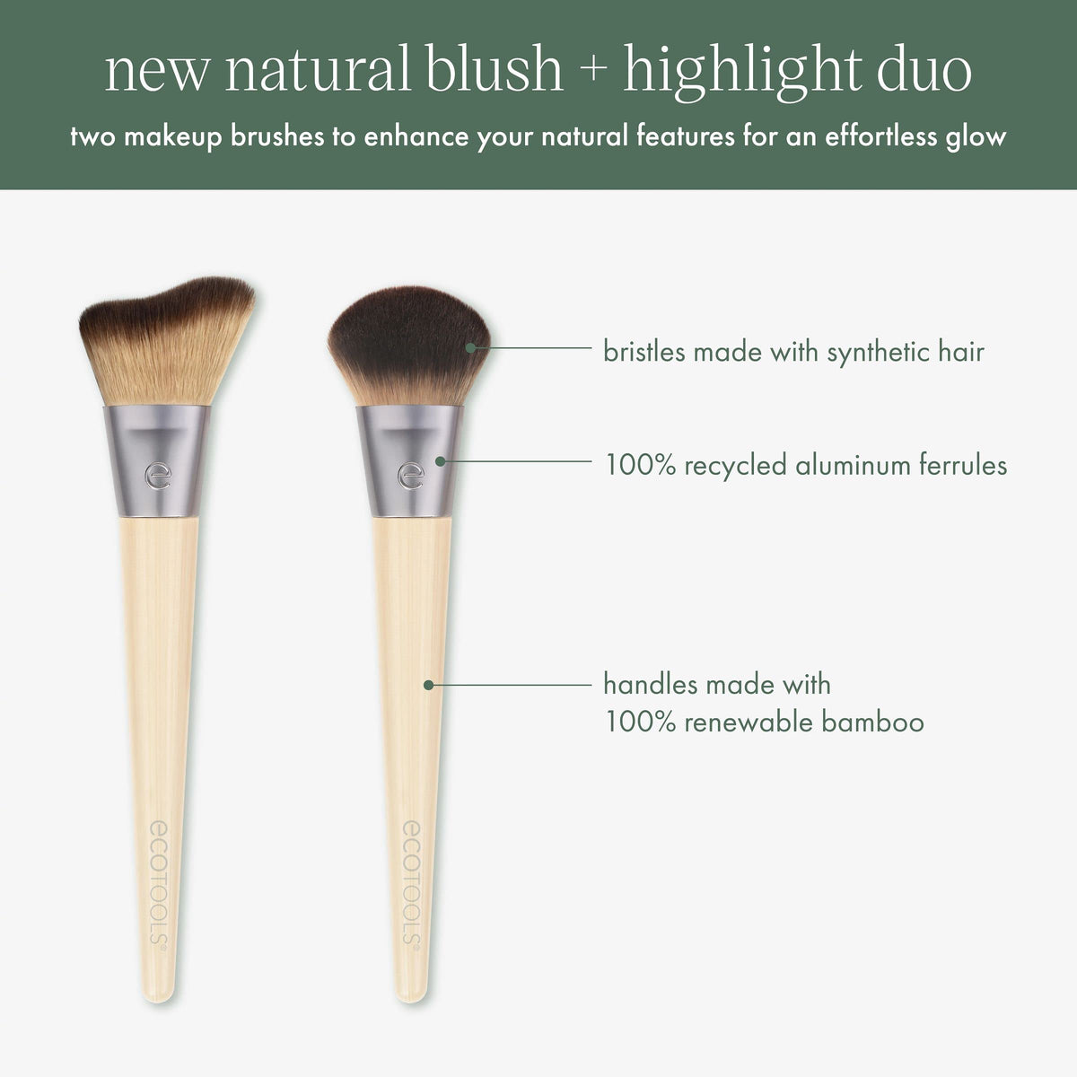 EcoTools two-piece brush duo full view demonstrating shape and size for application