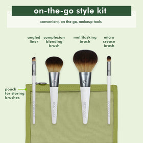 EcoTools brushes lined up displaying each brush shape for versatile makeup application