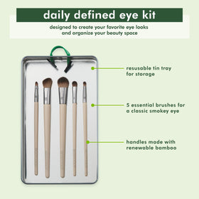 EcoTools brushes neatly arranged on included tray for tidy storage advantage